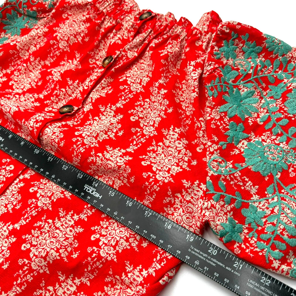 Thml Red And Teal Button Down Shirt - image 8